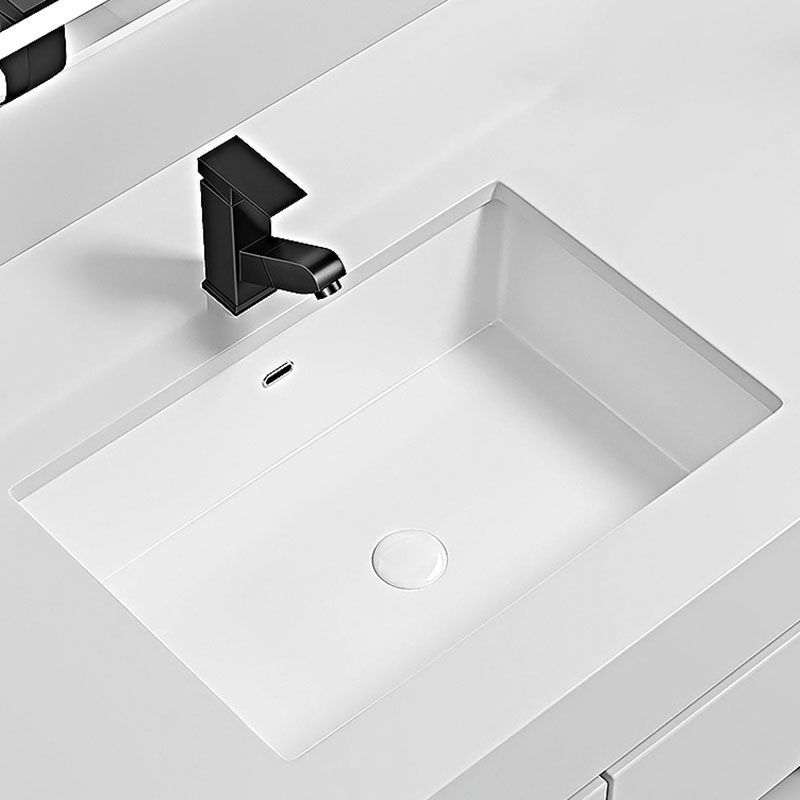 Modern Undermount Bathroom Sink Porcelain with Faucet Wash Stand