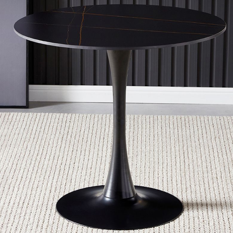 Round Dining Table Stone Top Dining Table in Black and White