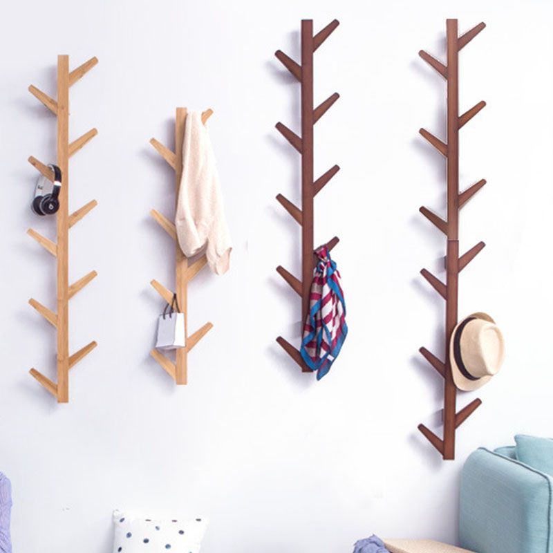 Contemporary Coat Hanger Wall-mounted Wooden Coat Hanger with Hooks