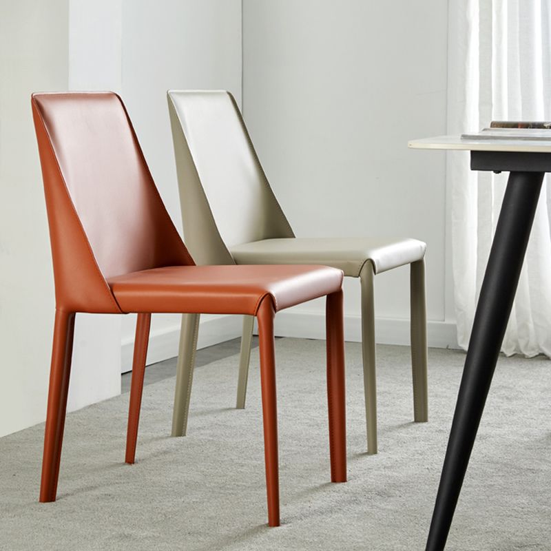 Contemporary Leather Armless Dining Chair Metal Dining Room Chairs for Home Use