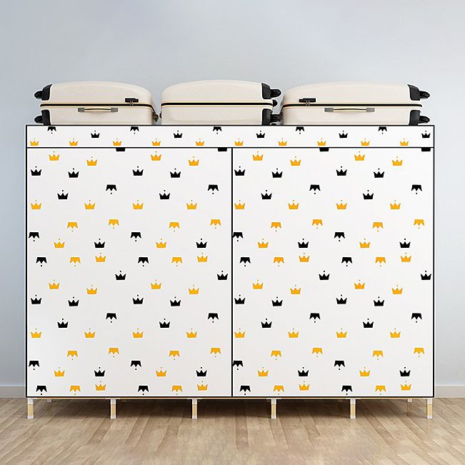 Walnut Wood Frame Wardrobe Armoire Contemporary Style Wardrobe Cabinet for Bedroom