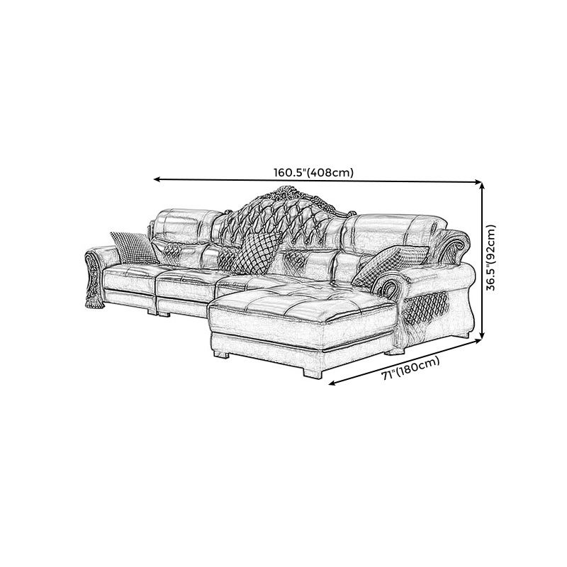 Genuine Leather Rolled Arm Sectional 36.22"High Camel Back Sofa, Dark Brown