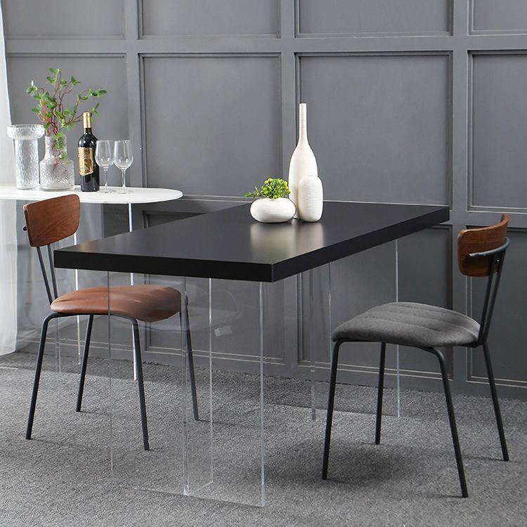 Base transparente Double guéridon moderne plateau en pierre Table de dîner cuisine maison