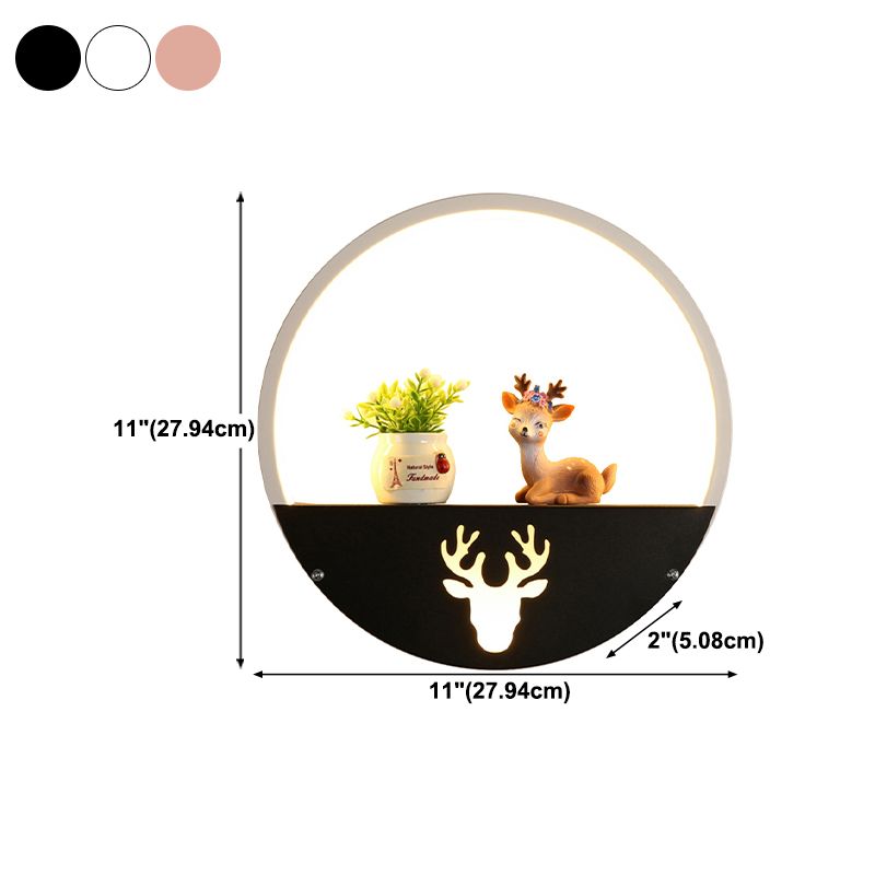 Nordic Style Iron Wall Light Round Shape LED Wall Lamp with Silica Gel Shade for Bedroom