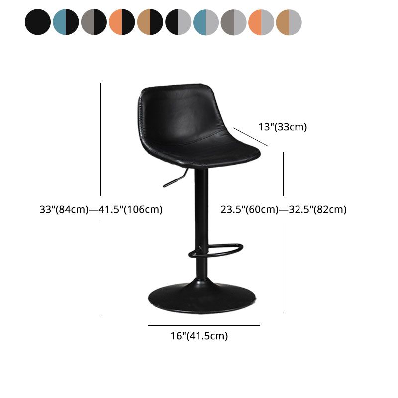 Taburete de bar de estilo industrial, asiento de cuero con respaldo bajo para barra de cocina