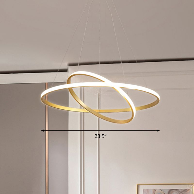 Outer Glowing Ring Shaped Hanging Light Artistic Aluminum LED Chandelier for Restaurant