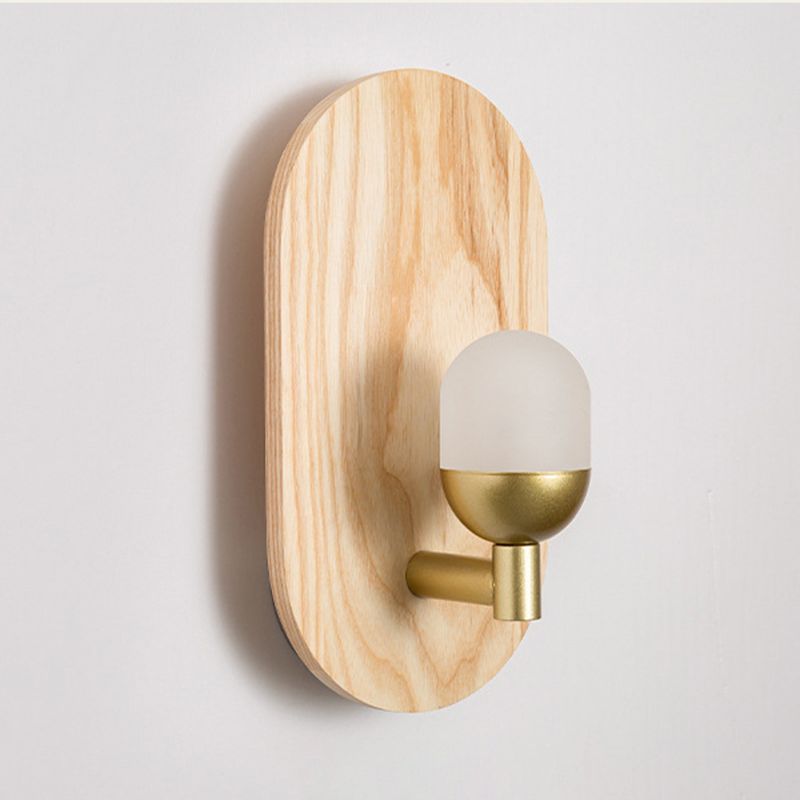 Golden Metal Wall Light Modernism Wood Lighting for Home Room