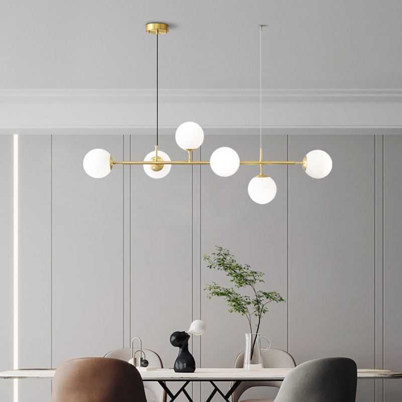 5/6-Light Metal Kitchen Island Lighting Modern Linear Ceiling Light in Gold