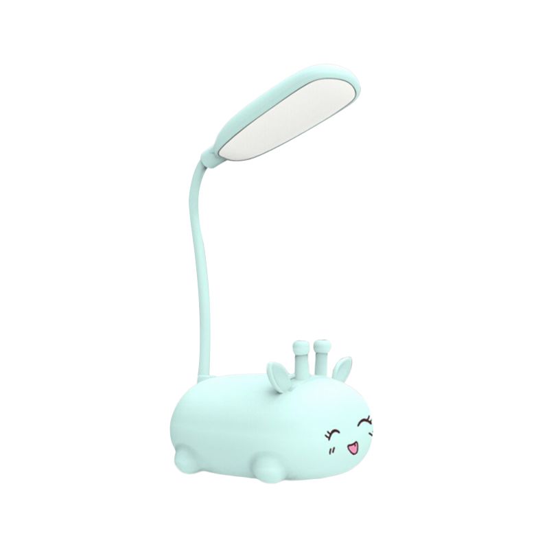 Cartoon Sika Deer Desk Lamp Plastic Kid Room LED Night Light with Flexible Arm in White/Pink/Blue