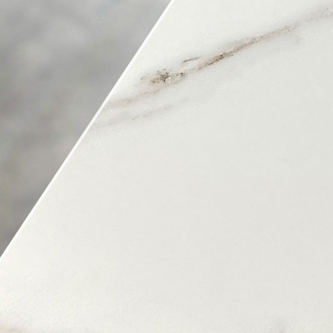 Mesa rectangular con tapa de piedra sinterizada para restaurante mesa moderna con base de caballete de fresno