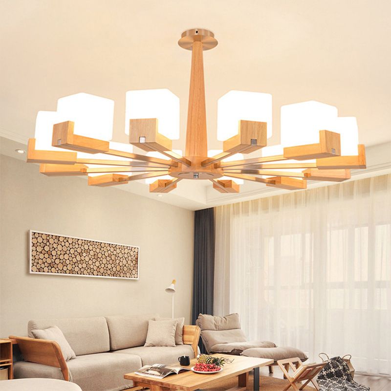 Quadratische Kronleuchterleuchte moderne weiße GlaSpendant Beleuchtung für das Restaurant