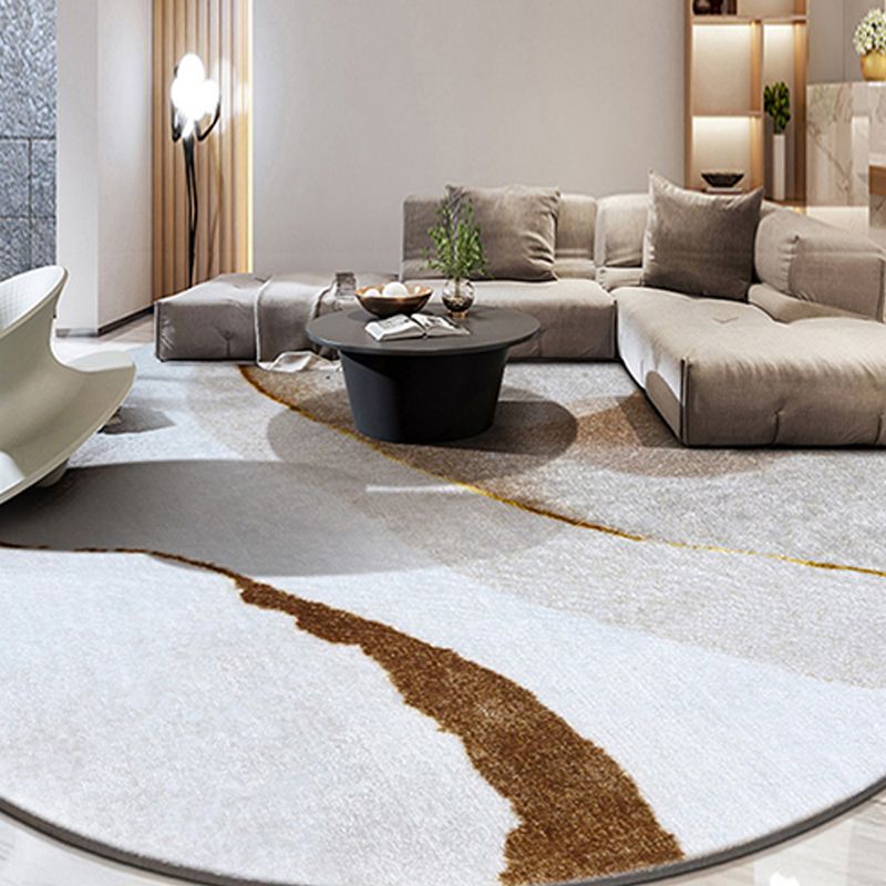 Modern Round Carpet Abstract Pattern Creative Area Rug Polyester Stain Resistant Rug for Living Room