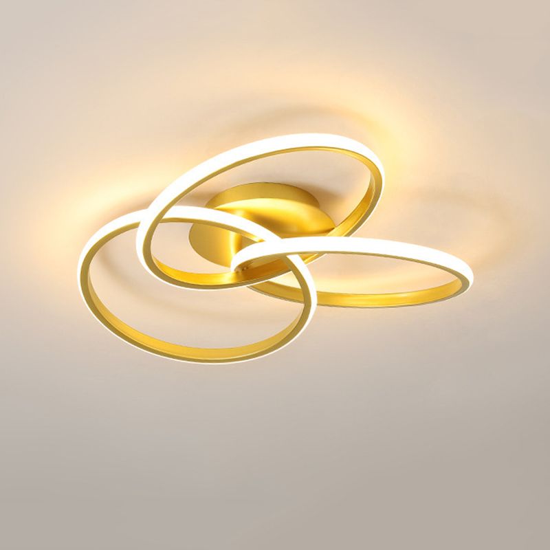 3-Lights Circular Semi Flush Mount Ceiling Lighting Fixture Modern Style Metal Flush Light