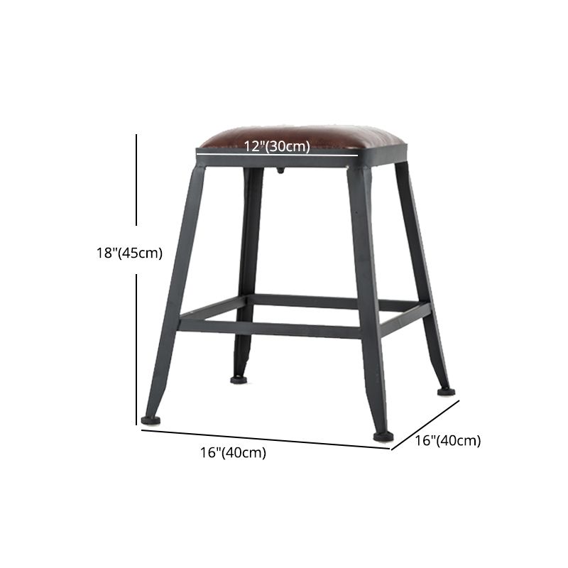 Industrial Footrest Armless Barstool Leather Stackable Coffee Shop Stool