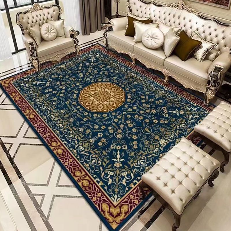 Orange Retro Carpet Polyester Print Carpet Non-Slip Backing Carpet for Living Room