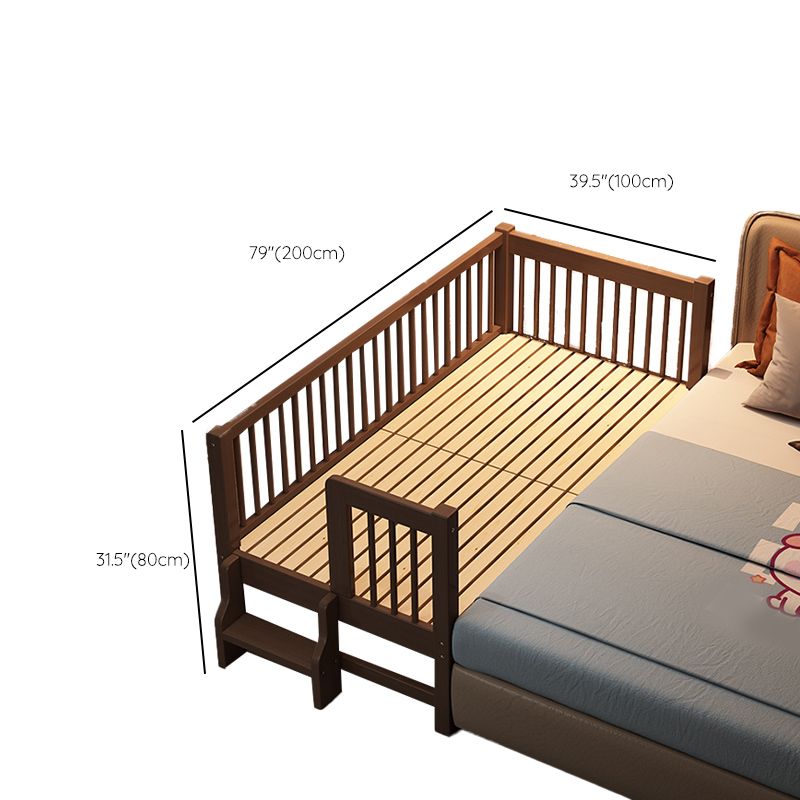 Espresso Wood Solid Wood Baby Crib Ultra-Modern with Guardrail