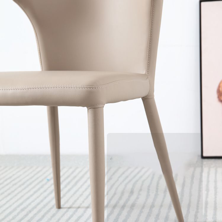 Faux Leather Dining Chairs Wingback Side Chairs with Metal Base