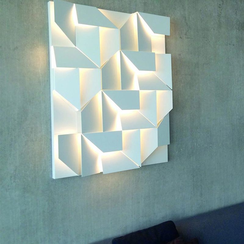 Modern Rectangle LED Wall Mount in Mate White Finish Geometric Wall Lighting