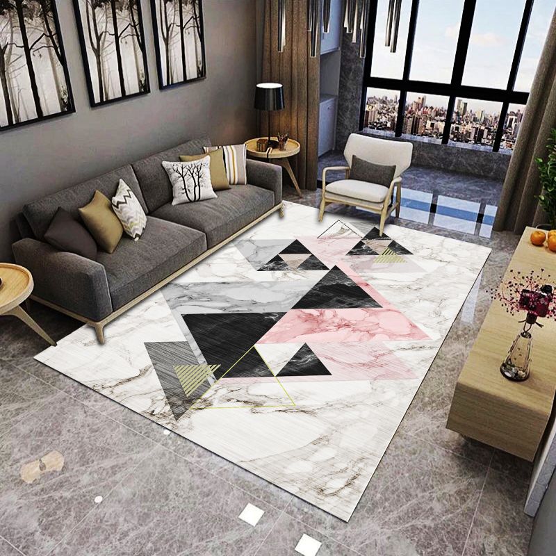 Alfombra de diamantes de poliéster de color interior de color rosa claro para sala de estar para sala de estar