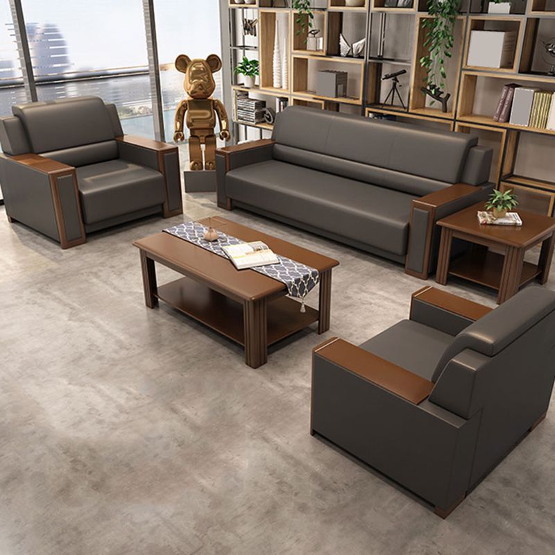 Contemporary Tight Back Single Cushion Seat Sofa 35.43"High Square Arm Sofa, Gray