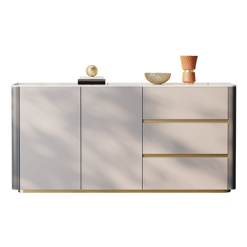 Glam Buffet Table Stone Buffet Sideboard with Cabinets and Drawers