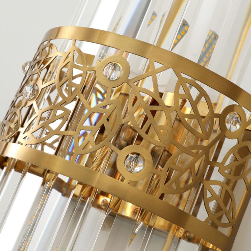 Gold Geometric Wall Light in Modern Luxury Style Electroplate Metal Wall Lamp with Crystal Shade
