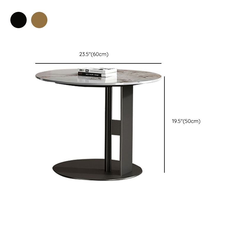 Pedestal Round Coffee Table Glam Slate Nesting Coffee Table Set