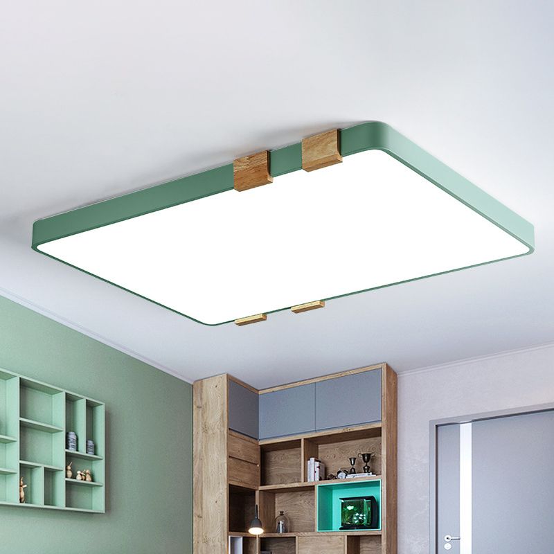 Fixation rectangulaire Plafond Nordique Acrylique 1-Rose légère / jaune / Bleu Flush Mount Lamp in Warm / White Light