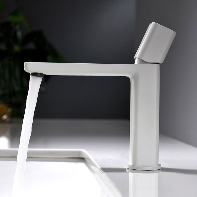 Modern Knob Handle Sink Faucet White Brass Bathroom Sink Faucet