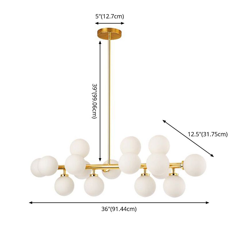 Ball-Shaped Island Chandelier Light Minimalist Style Glass Island Lighting Fixture