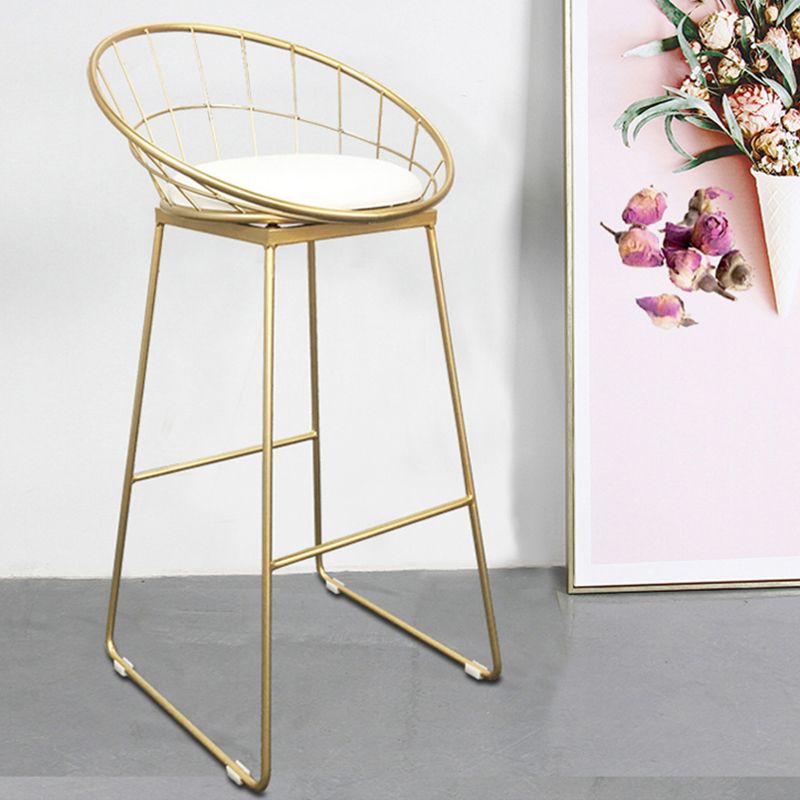 Glam Armless Dining Stool Low Back Bar Stool with Gold Metal Base