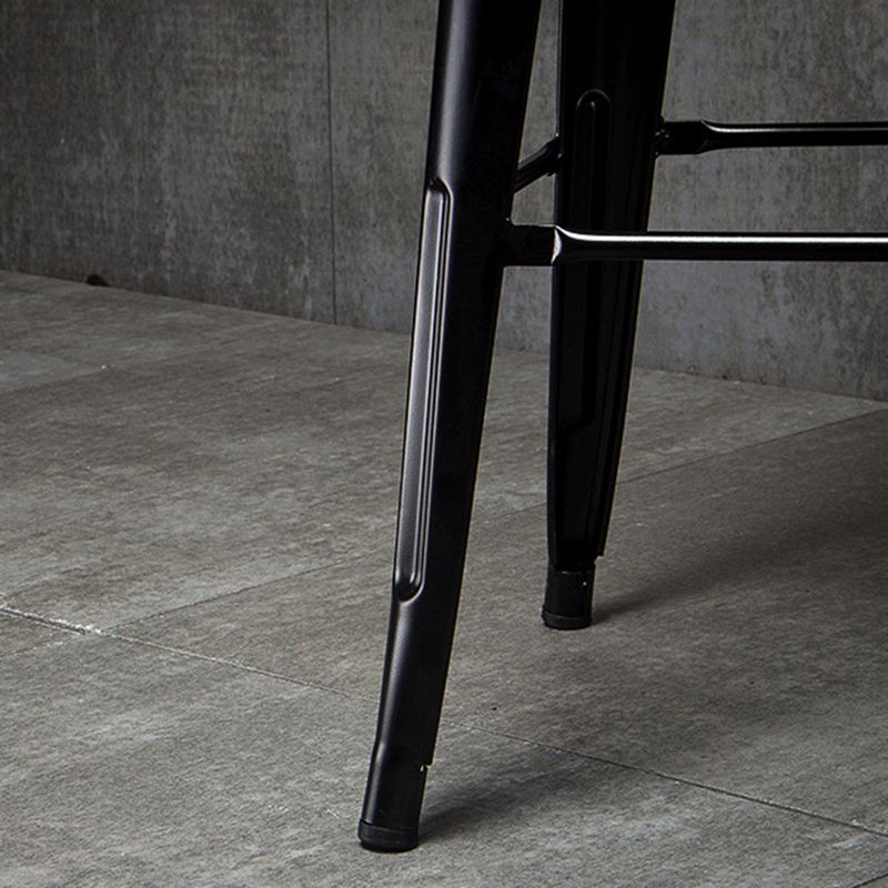 Industrial Black Metal Counter Stools Low Back Bristol Bar Stools with Square Seat