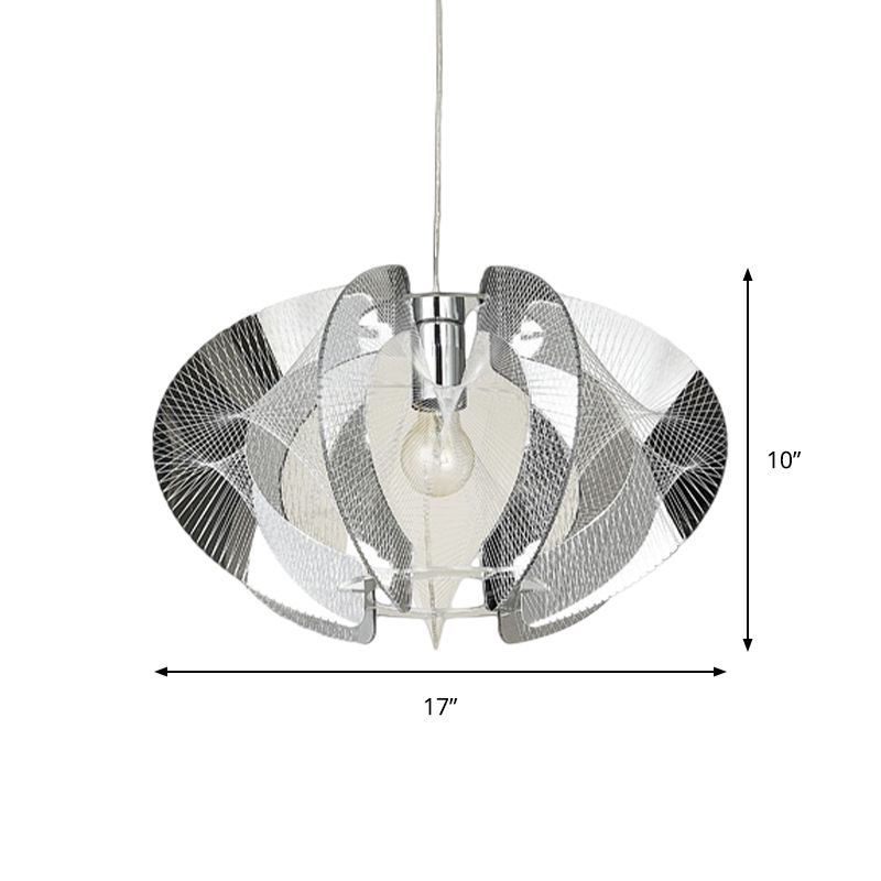 1 Bulb Restaurant Pendant Light Modern Chrome Hanging Lamp with Curve Acrylic Shade