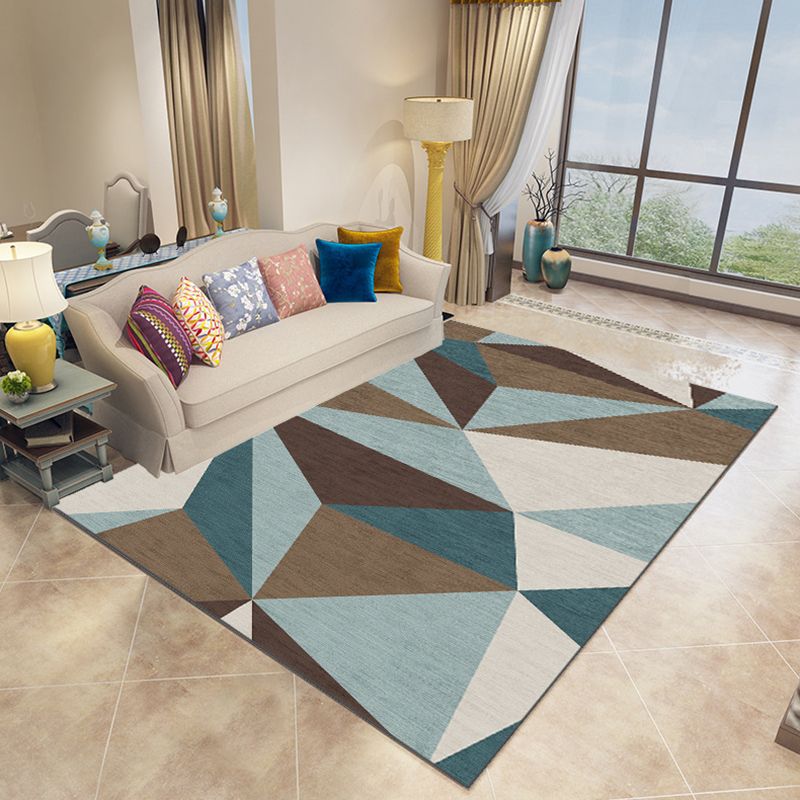 Colorful Triangle Pattern Rug Trendy Polyester Area Rug Friendly Washable Carpet for Living Room