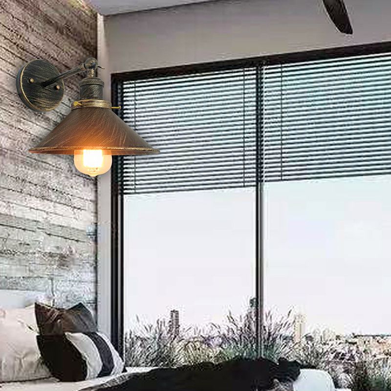 Metal Cone Wall Lighting Fixtures Industrial Style 1 Light Wall Lamps