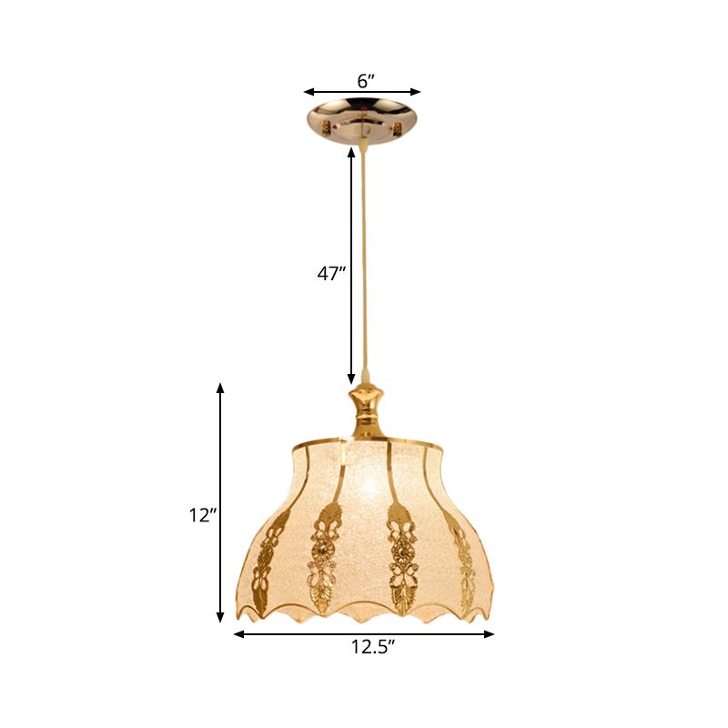Plastic Gold Pendant Lighting Fixture Triangle/Flower/Wide Flare 1 Light Traditional Hanging Ceiling Light