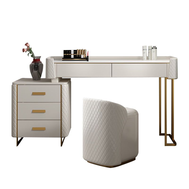 Glam Wooden Vanity Makeup Table Set 5-Drawers Dressing Table