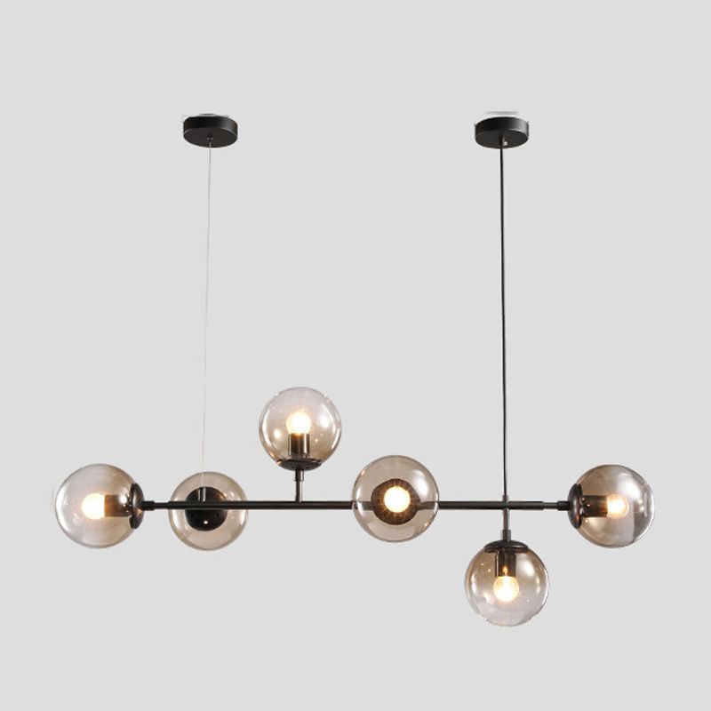 Modern Island Lighting Fixture Glass Ball Shade Hanging Light for Dining Room
