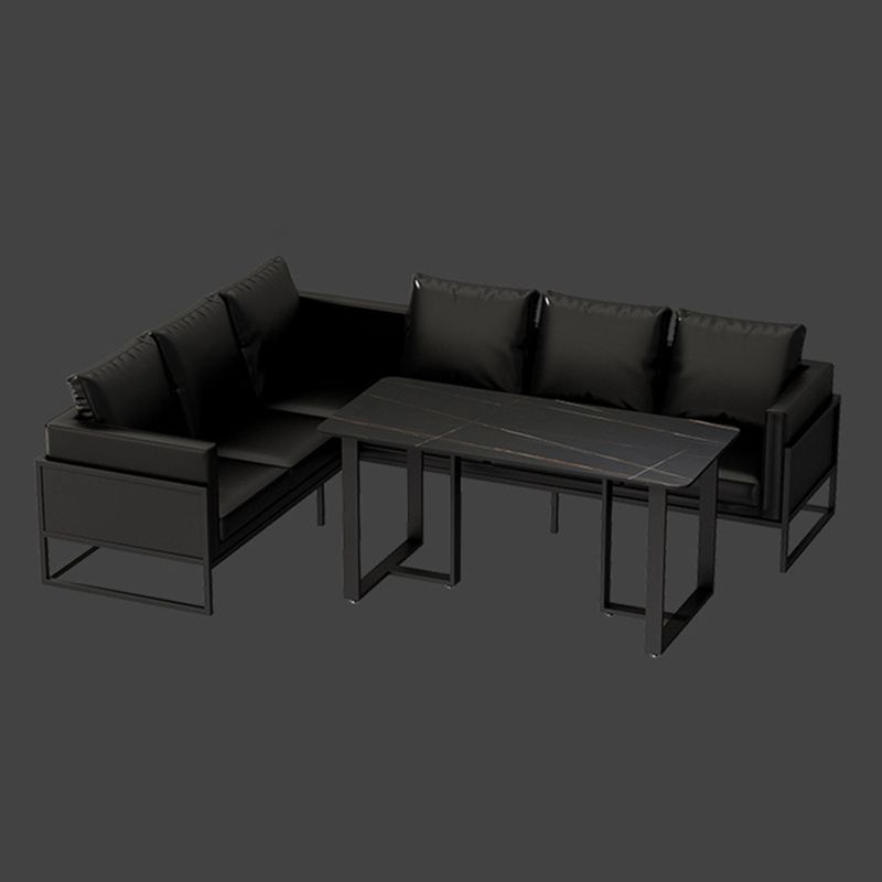 Industriële eettafel gesinterde stenen tafel met dubbele voetstuk voor eetkamer