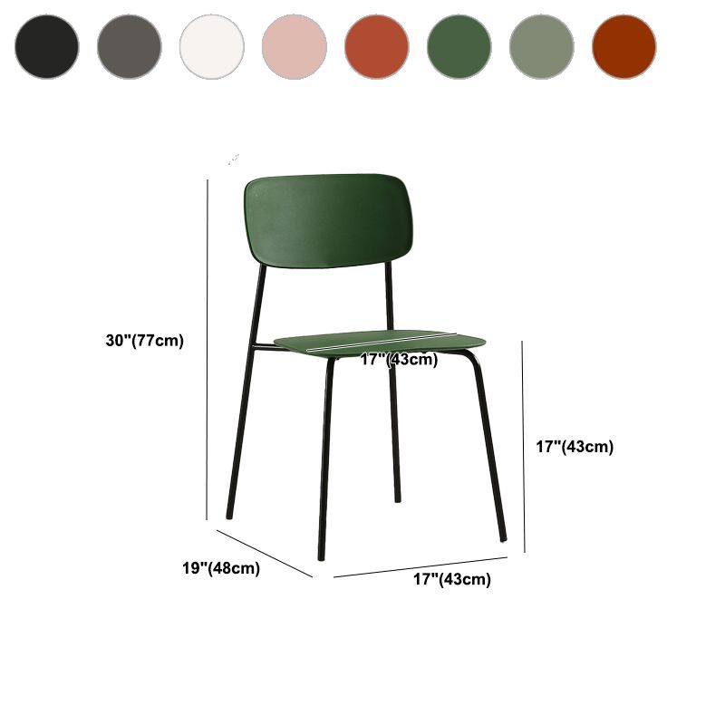 Industrial Armless Kitchen Chair Plastic Open Back Side Indoor Chair with Metal Base