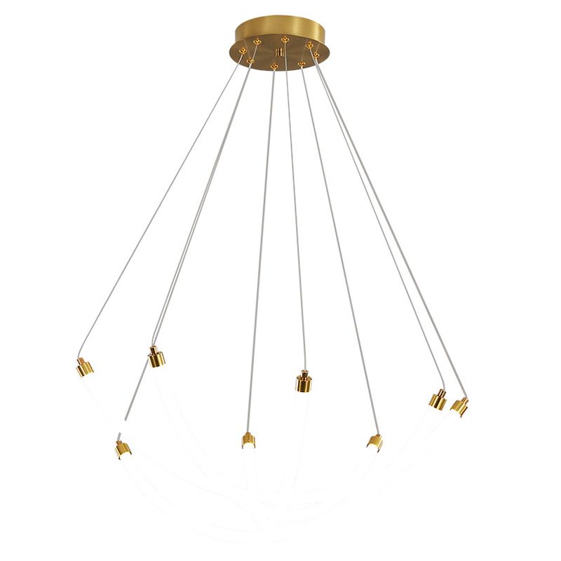 Acrylic Nest Shaped Chandelier Minimalistic Brass LED Pendant Light for Living Room