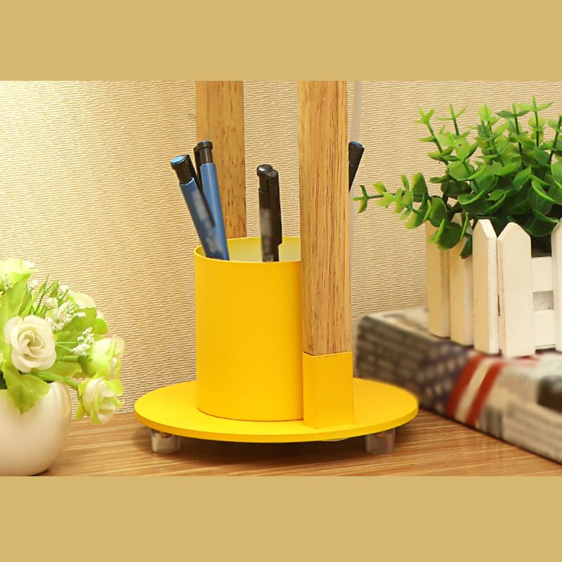 Einstellbare Kuppeltisch-Leuchte-Makkaron-Metall-1-Licht-Holzstudienlampe mit Stifthalter