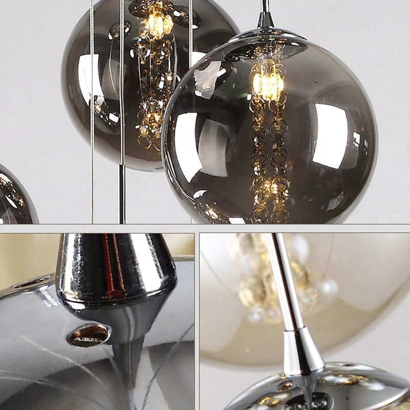 Glass Globe Pendant Light in Modern Creative Style Wrought Iron Hanging Lamp for Commercial Place