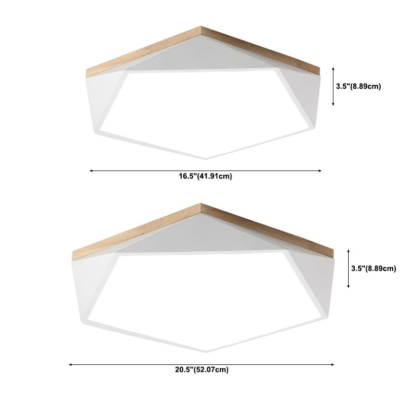 Pentagon Shape LED Ceiling Lamp Macaroon Modern Simple Style Iron Flush Mount for Bedroom
