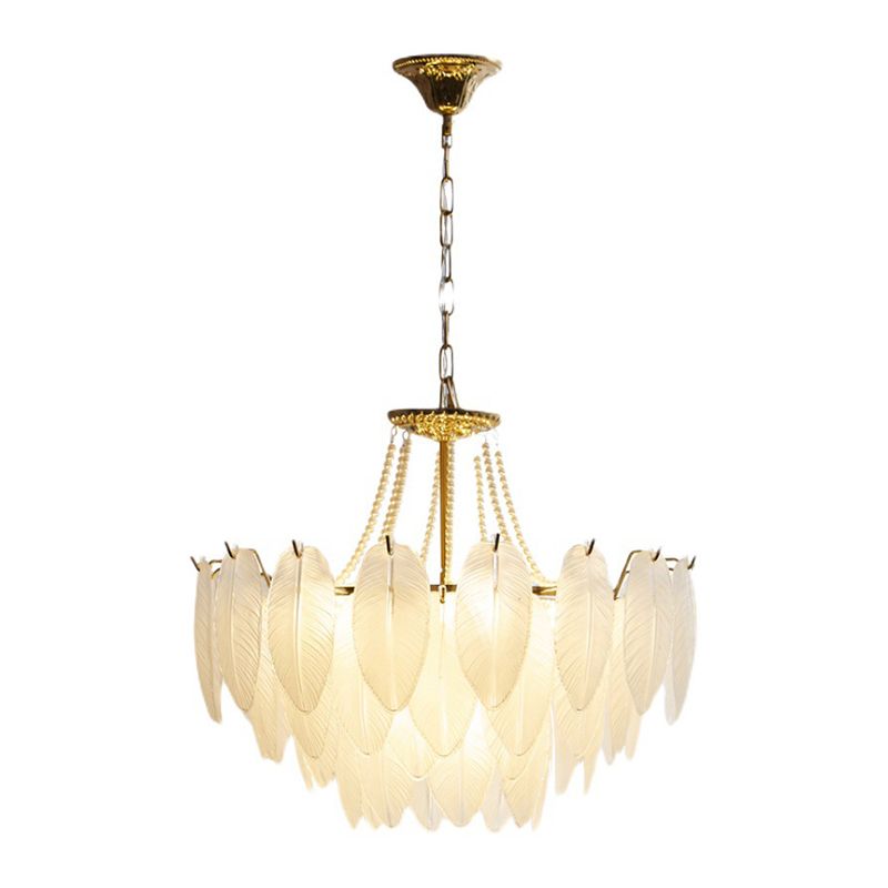 Contemporary Indoor Hanging Light Glass Feather Chandelier for Living Room