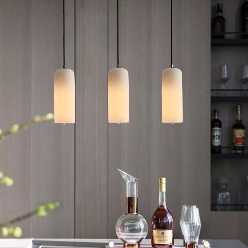 Marble Minimalist Hanging Lamp, Nordic Cylinder Shade Pendant Lighting for Living Room