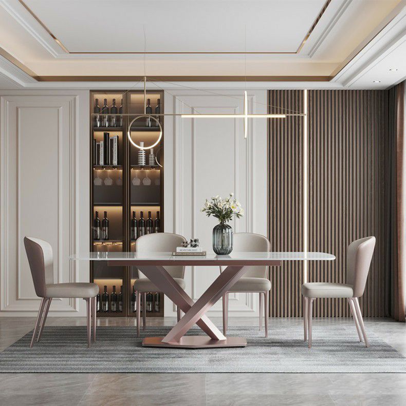Nordic 1/2/5/6/7 Pieces Dining Set Sintered Stone Dining Table with Leather Chairs