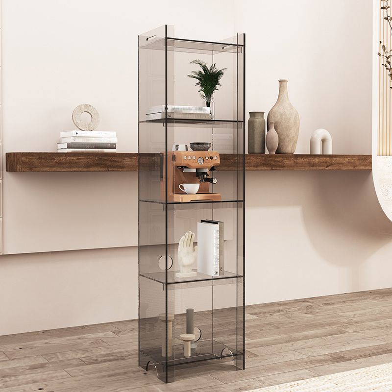 Contemporary Closed Back Bookshelf Acrylic Vertical Bookcase with Shelves