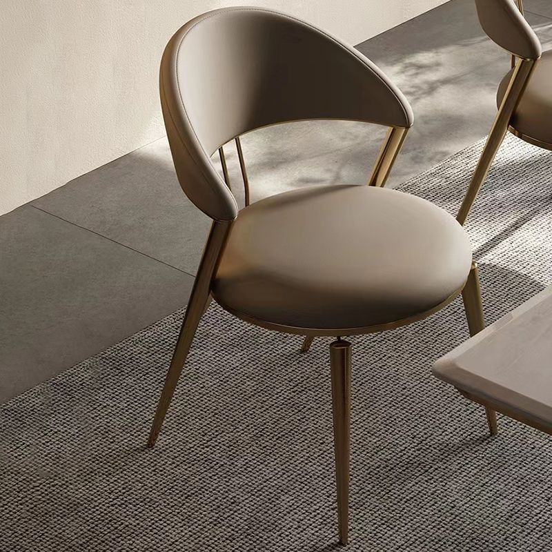 Glam Kitchen Side Chair Metal Legs Open Back Dining Armless Chair