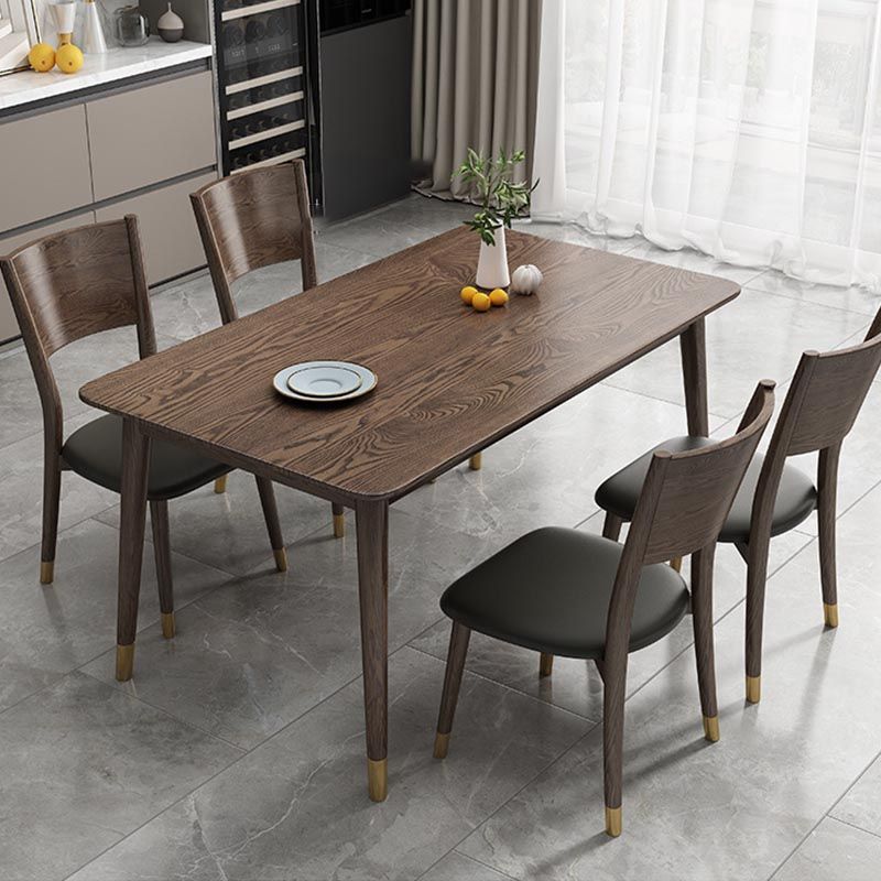 Rectangular Solid Wood Dining Table Modern Natural-brown Furniture with 4 Legs for Home